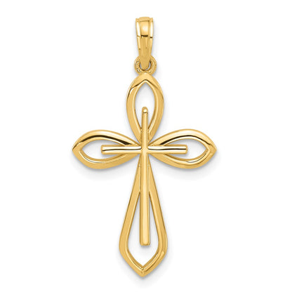 14K Yellow Gold Fancy Two Cross Charm