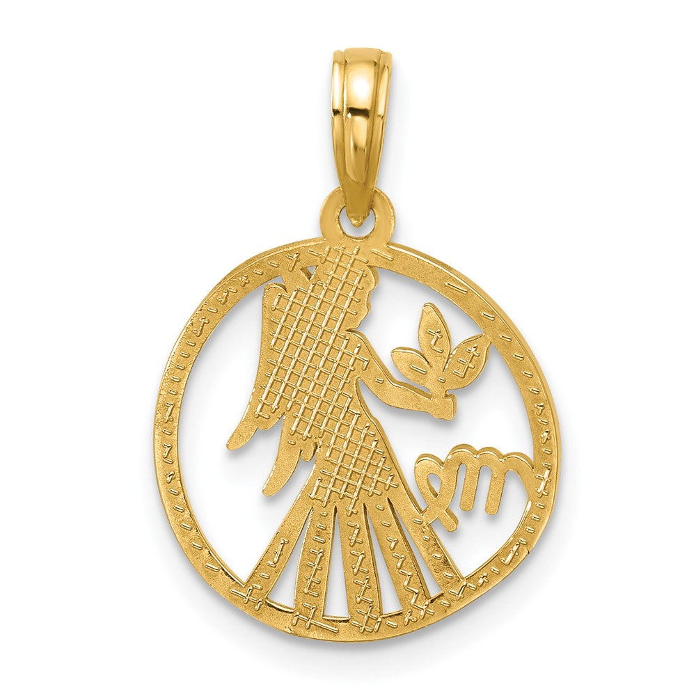 14K Yellow Gold Polished Round Virgo Pendant