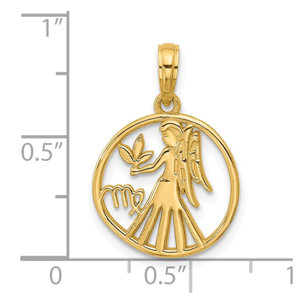 14K Yellow Gold Polished Round Virgo Pendant