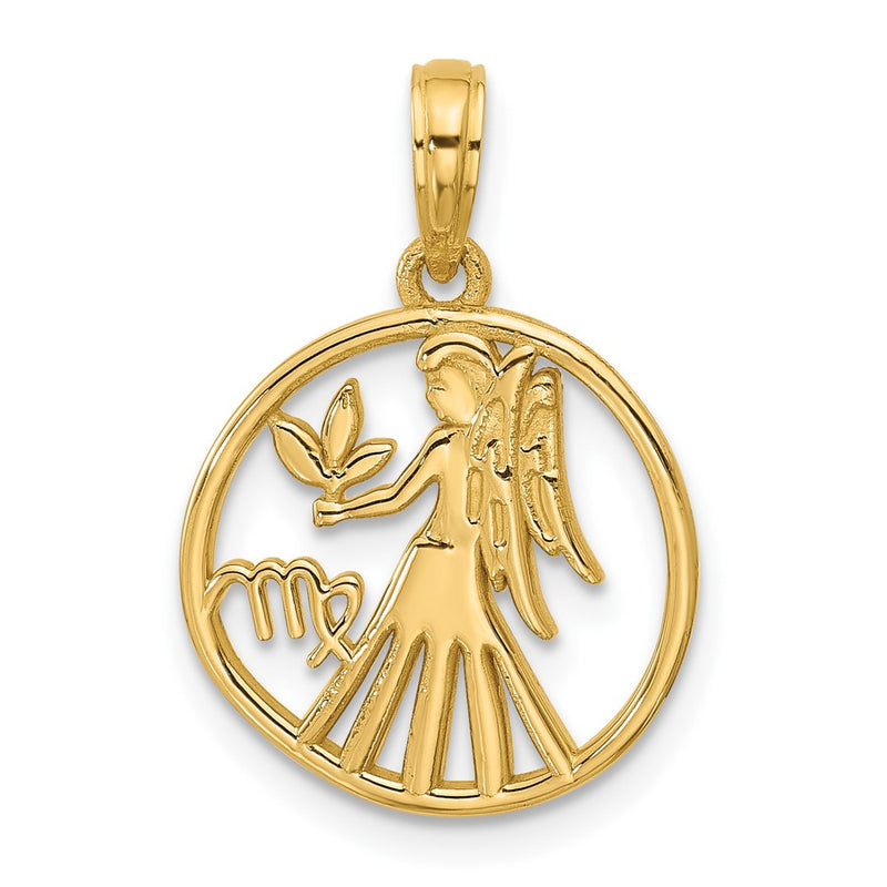 14K Yellow Gold Polished Round Virgo Pendant