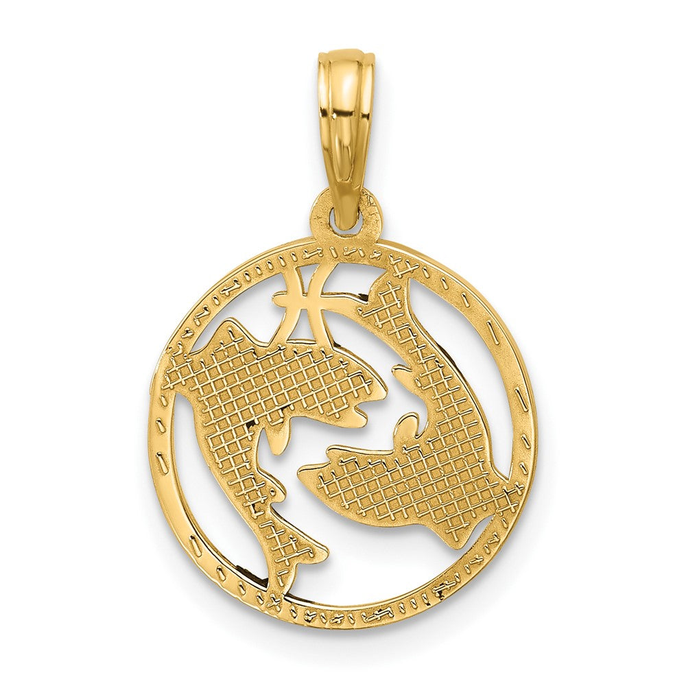 14K Yellow Gold Polished Round Pisces Pendant
