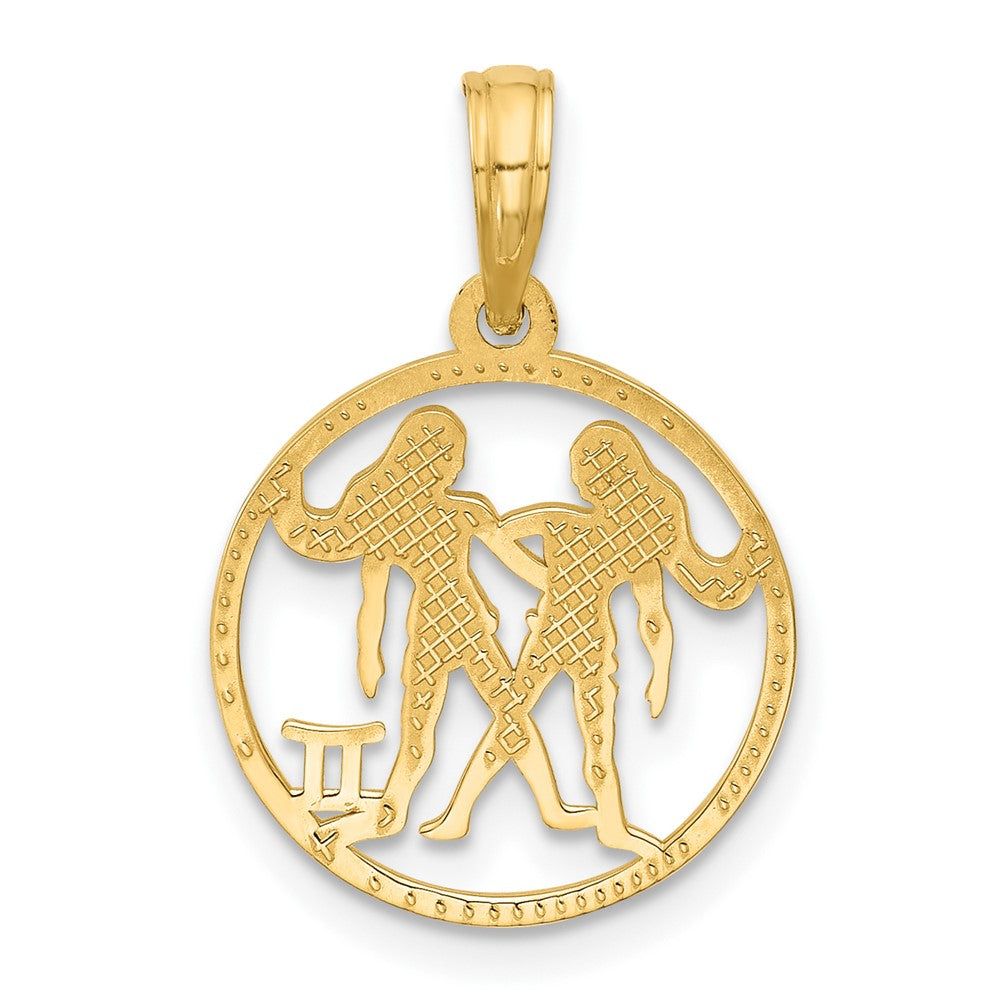 14K Yellow Gold Polished Round Gemini Pendant