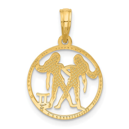 14K Yellow Gold Polished Round Gemini Pendant