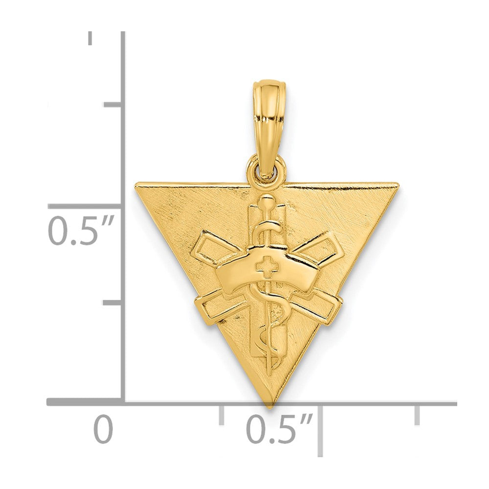 14K Yellow Gold Polished Triangle Caduceus Charm