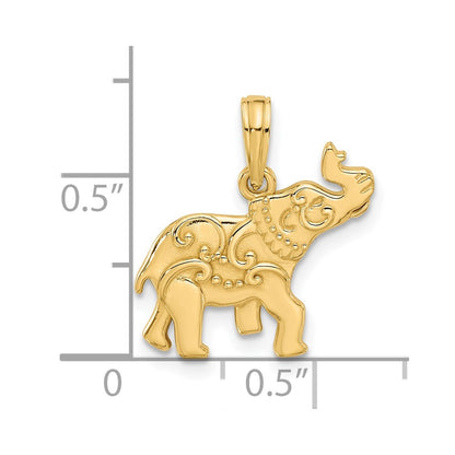 14K Yellow Gold Polished Fancy Elephant Charm