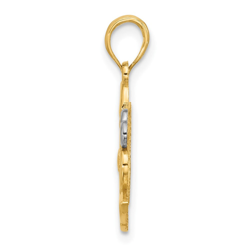 14K Yellow & Rhodium with Rhodium Polished Fancy Heart and Swans Charm