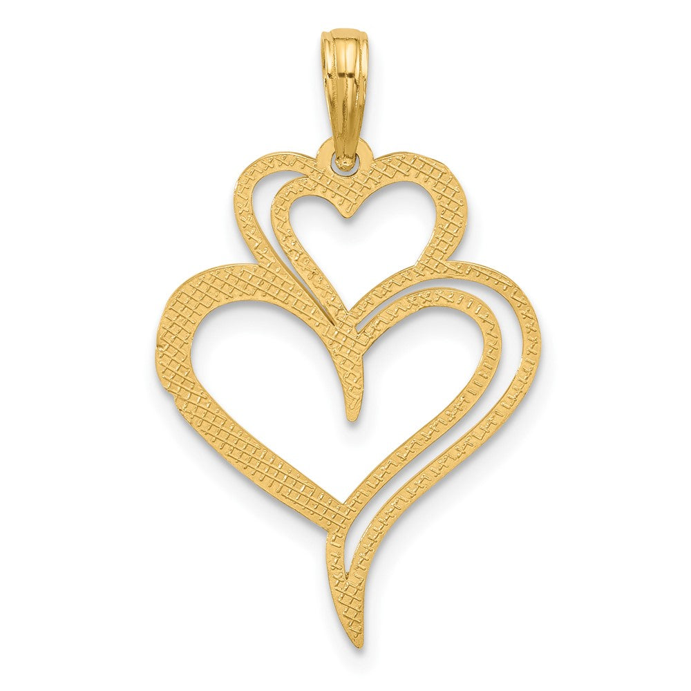 14K Yellow Gold Polished Fancy Two Heart Charm