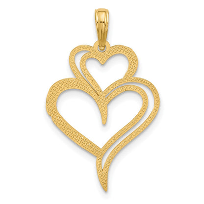 14K Yellow Gold Polished Fancy Two Heart Charm