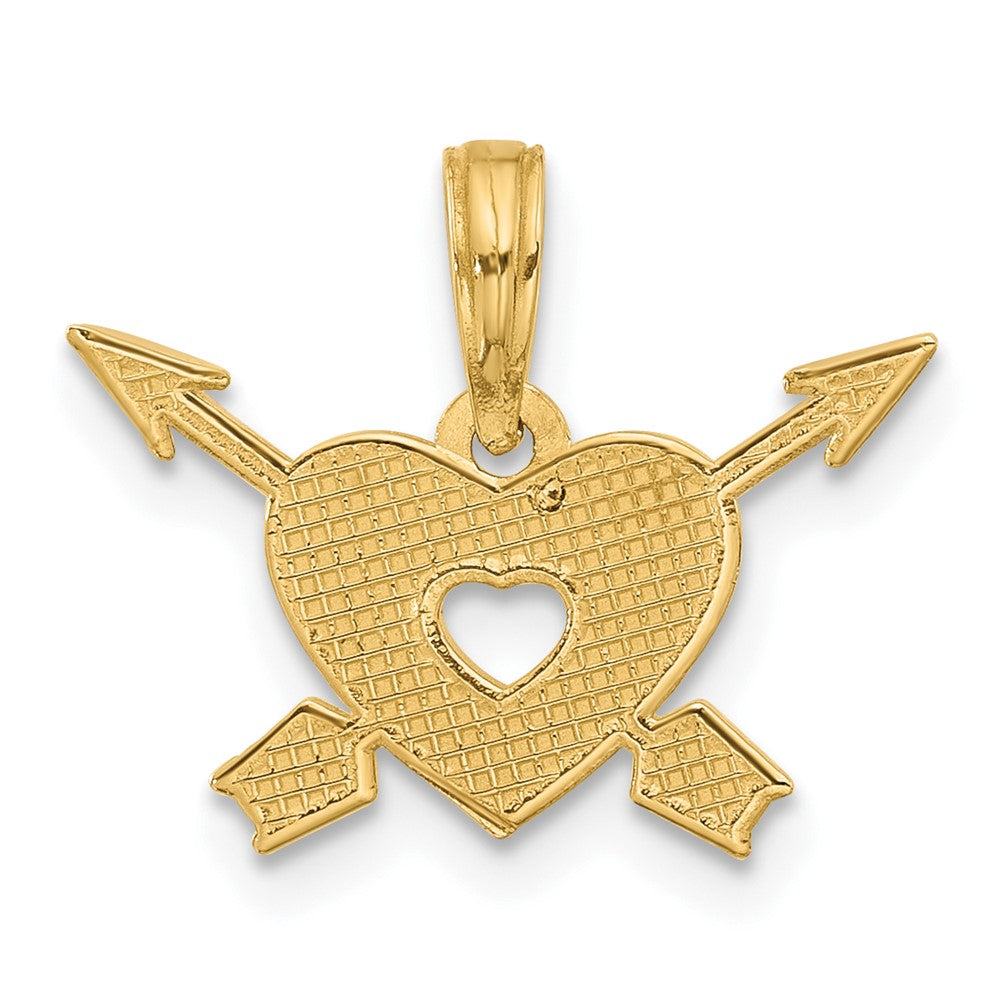 14K Yellow Gold Polished Heart and Arrows Charm