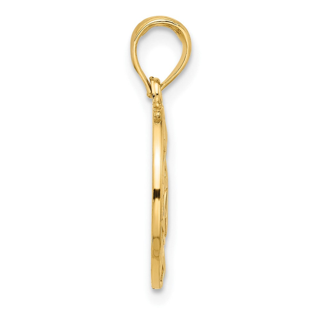 14K Yellow Gold Polished Anchor and Stars Charm