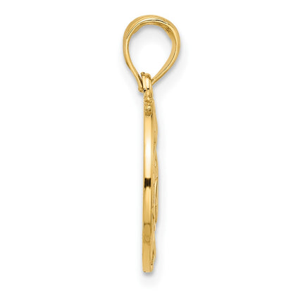 14K Yellow Gold Polished Anchor and Stars Charm