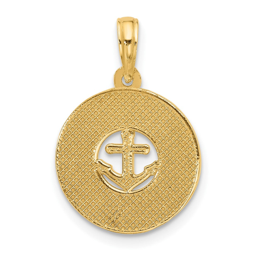 14K Yellow Gold Polished Anchor and Stars Charm