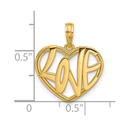 14K Yellow Gold Polished Fancy Love Heart Charm