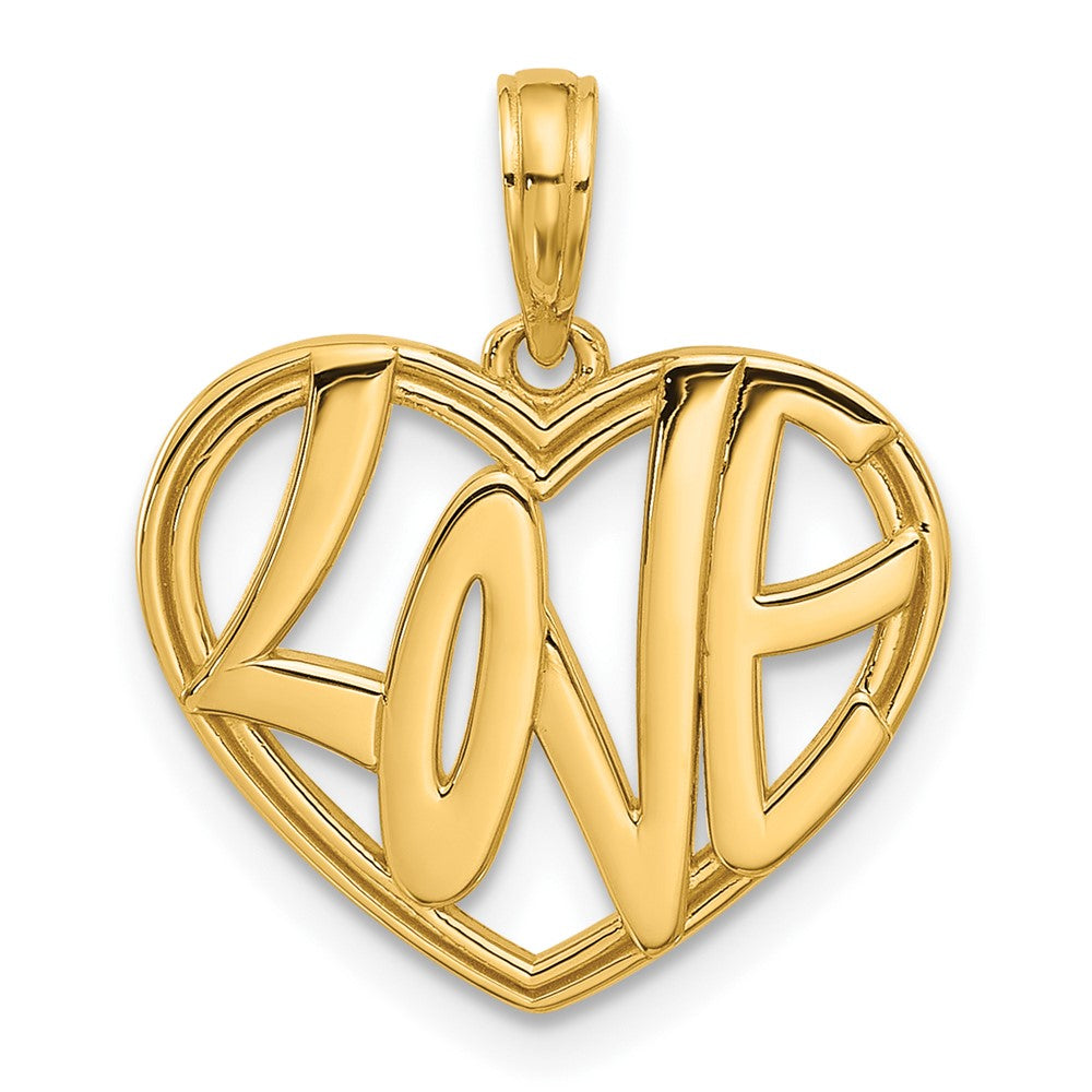 14K Yellow Gold Polished Fancy Love Heart Charm