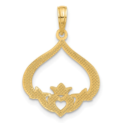 14K Yellow Gold Polished Claddagh Pendant