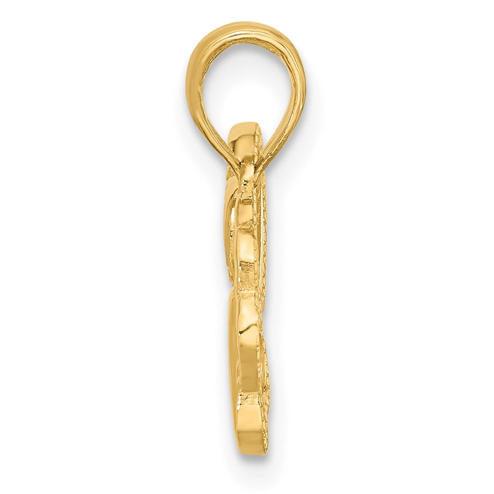 14K Yellow Gold Polished Fancy Heart and Paw Charm