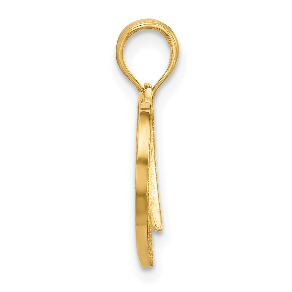 14K Yellow Gold Polished Fancy Wings and Heart Charm
