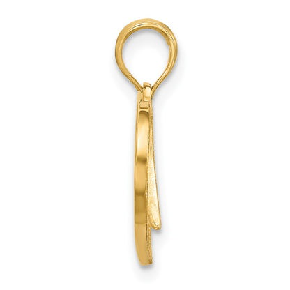 14K Yellow Gold Polished Fancy Wings and Heart Charm
