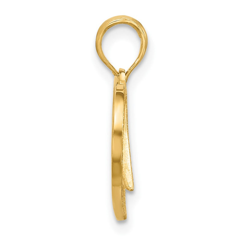 14K Yellow Gold Polished Fancy Wings and Heart Charm