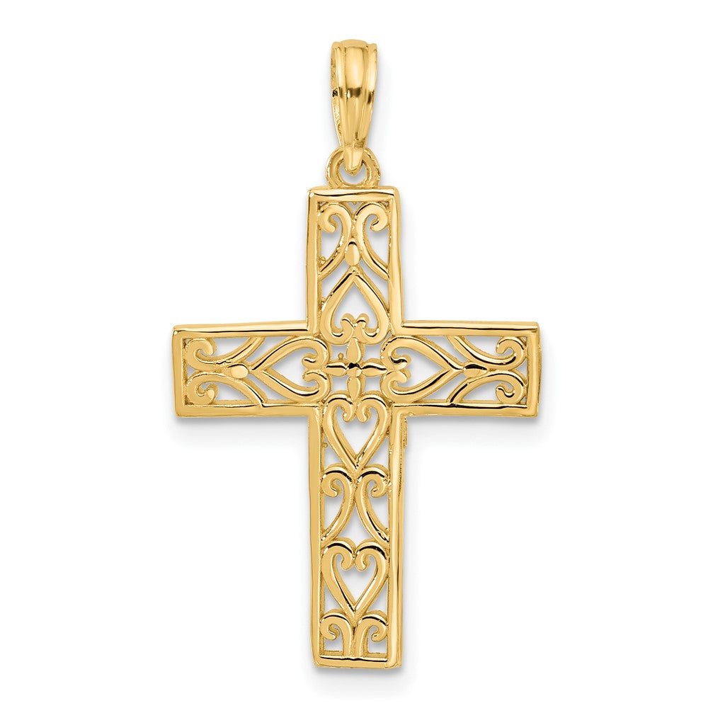 14K Yellow Gold Fancy Cross Charm
