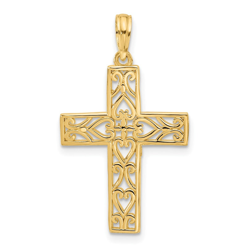 14K Yellow Gold Fancy Cross Charm