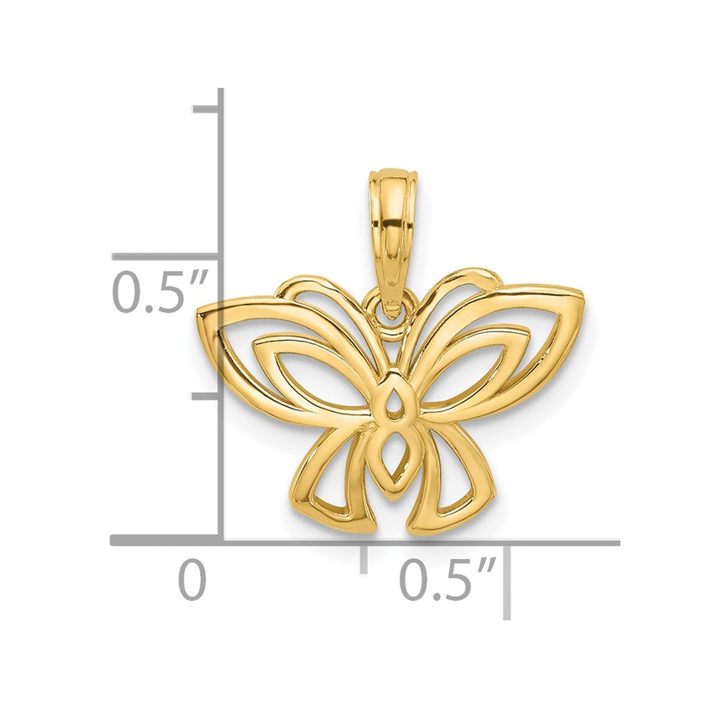 14K Yellow Gold Polished Fancy Butterfly Charm