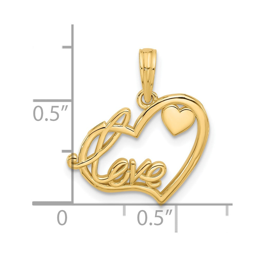 14K Yellow Gold Polished Fancy Love and Hearts Charm