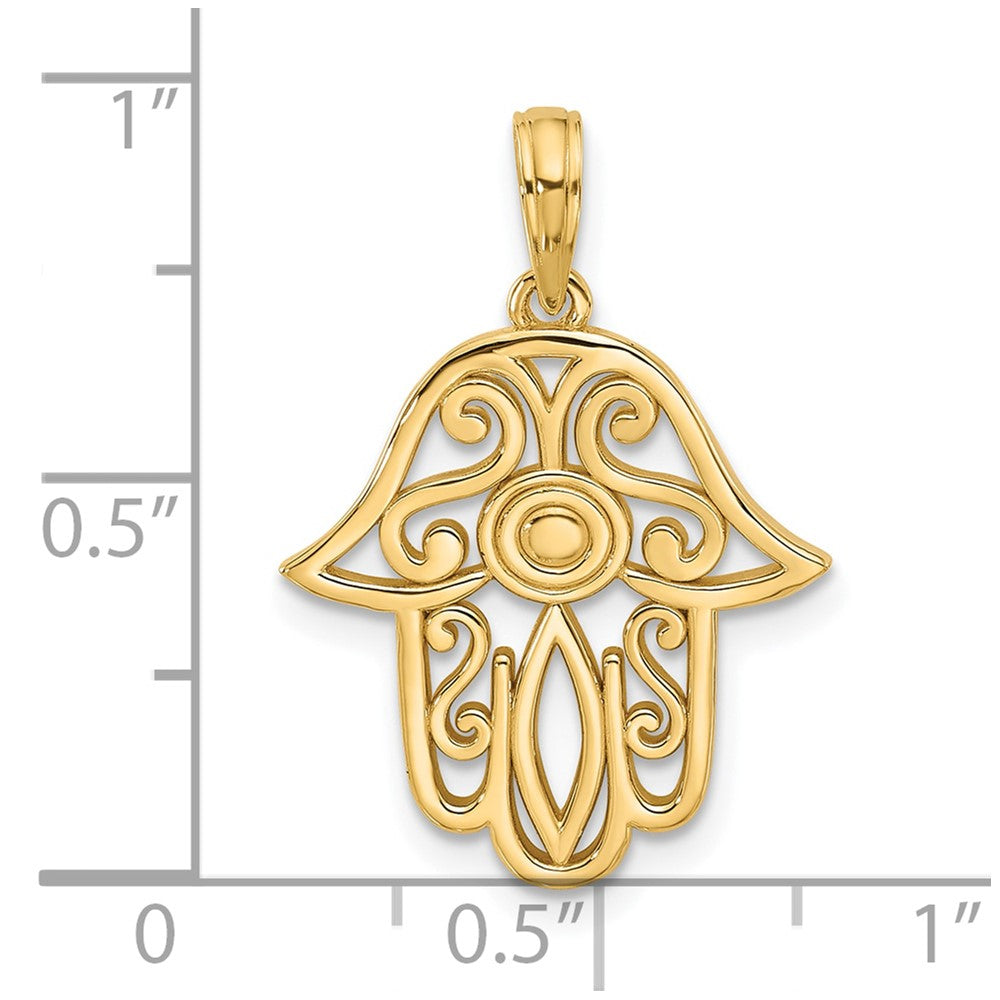 14K Yellow Gold Fancy Hamsa Charm
