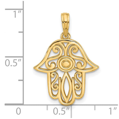 14K Yellow Gold Fancy Hamsa Charm
