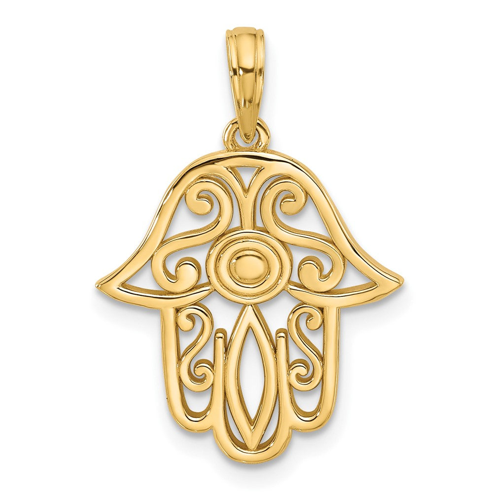 14K Yellow Gold Fancy Hamsa Charm
