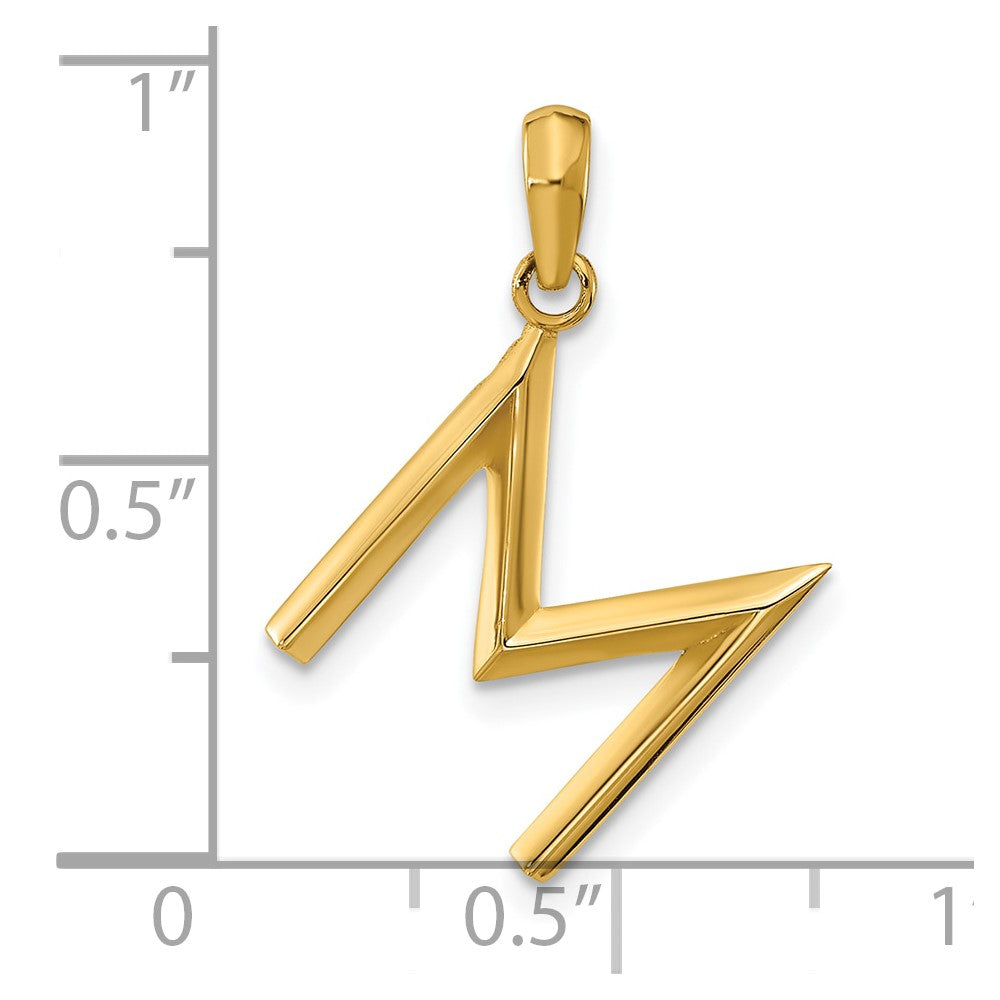 14K Yellow Gold Fancy Letter M