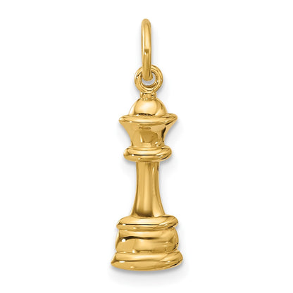 14K Yellow Gold Fancy Queen Chess Piece