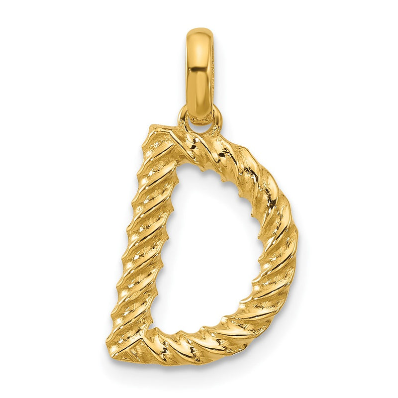 14K Yellow Gold Fancy Twist Letter D