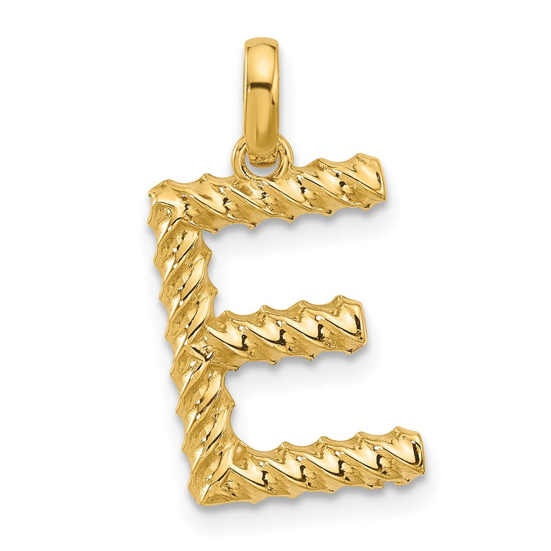 14K Yellow Gold Fancy Twist Letter E