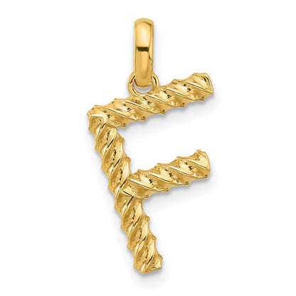 14K Yellow Gold Fancy Twist Letter F