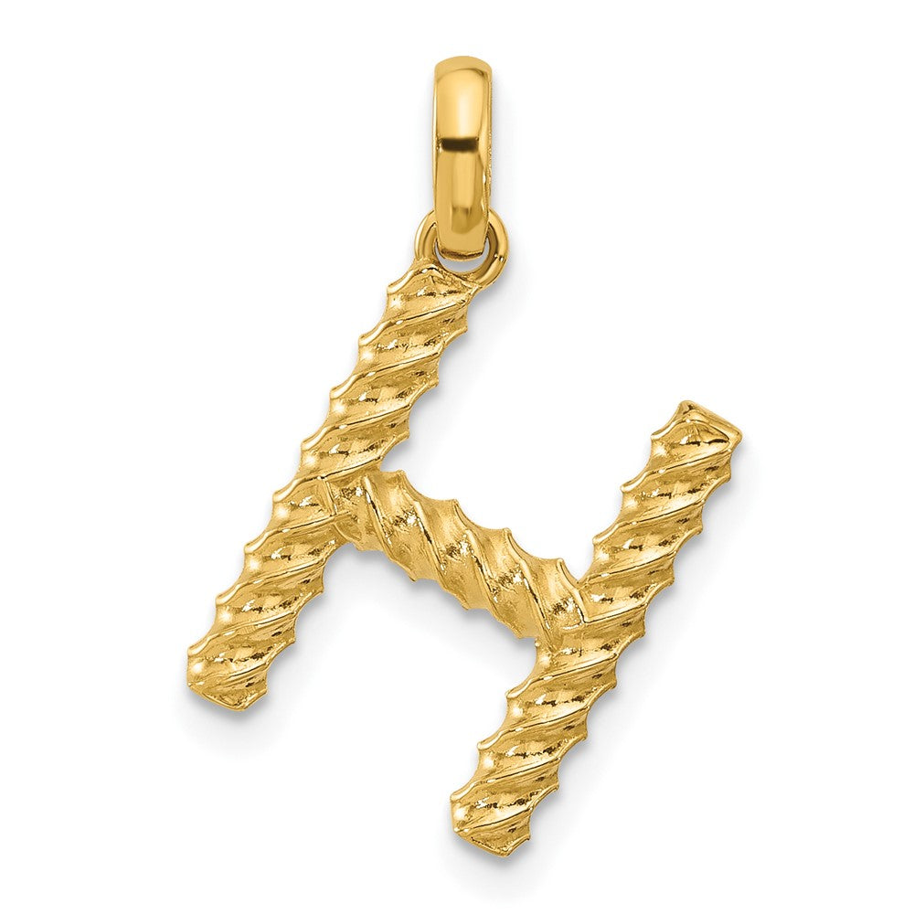 14K Yellow Gold Fancy Twist Letter H