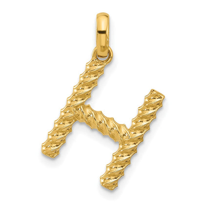 14K Yellow Gold Fancy Twist Letter H