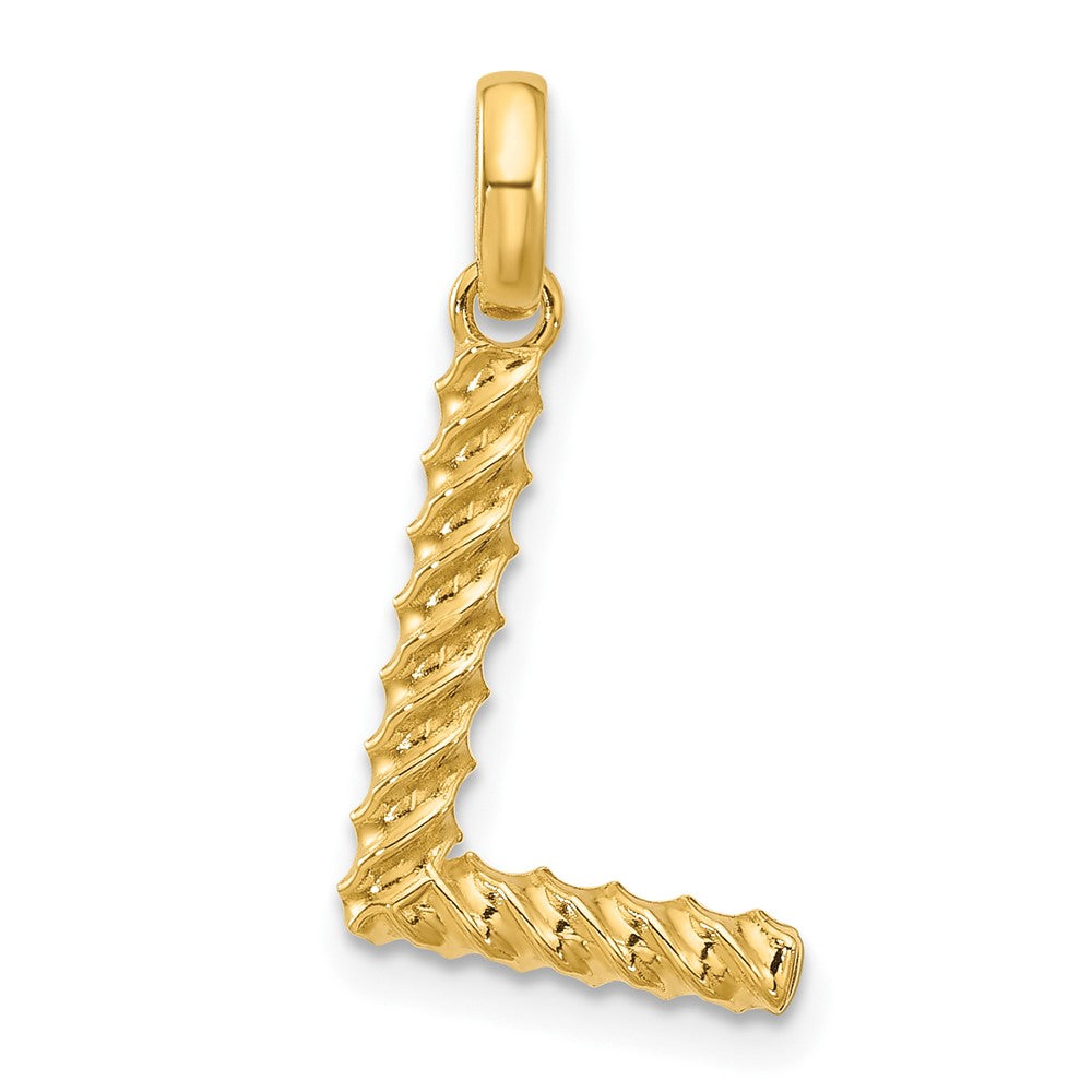 14K Yellow Gold Fancy Twist Letter L