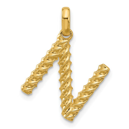 14K Yellow Gold Fancy Twist Letter N