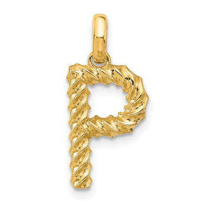 14K Yellow Gold Fancy Twist Letter P