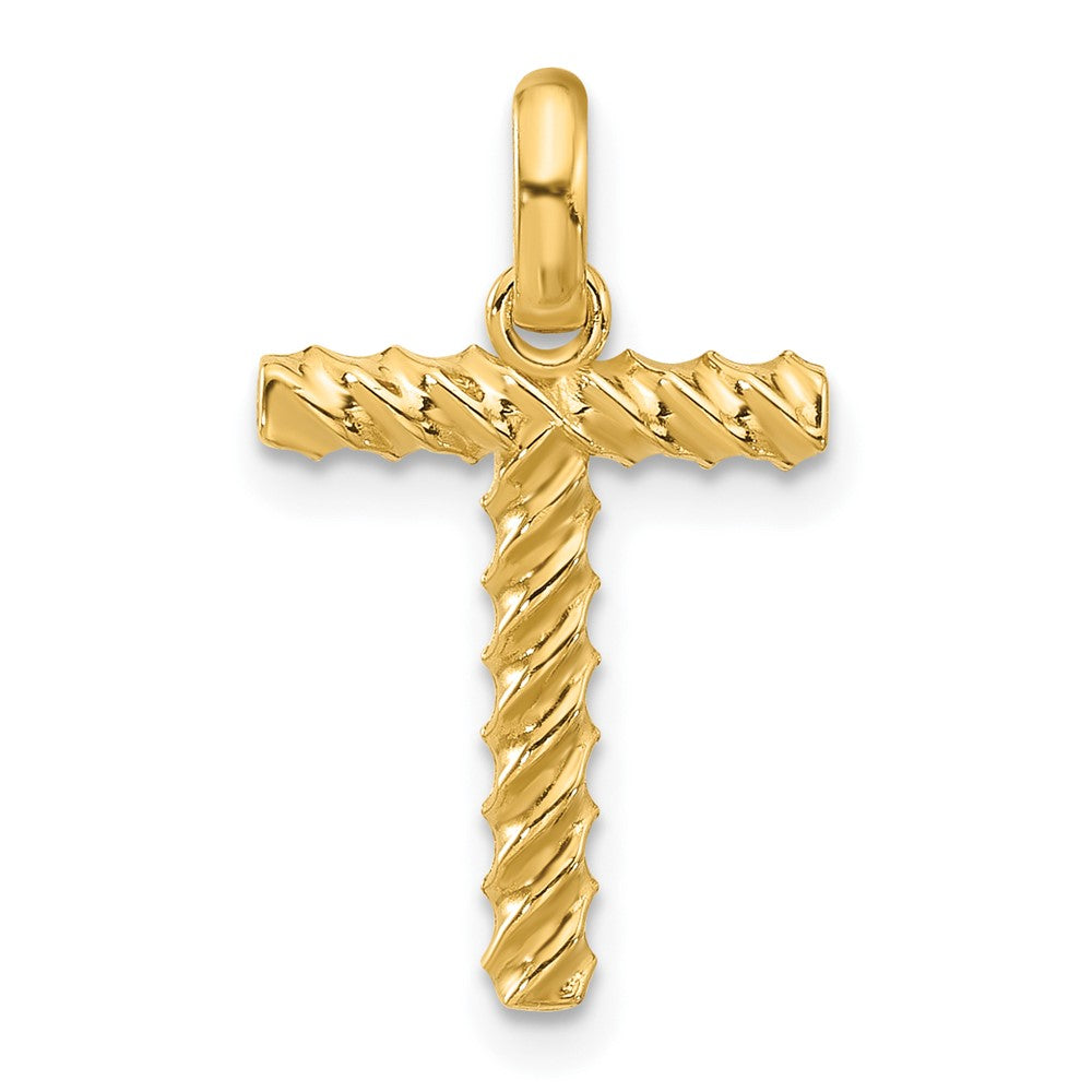 14K Yellow Gold Fancy Twist Letter T