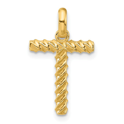 14K Yellow Gold Fancy Twist Letter T