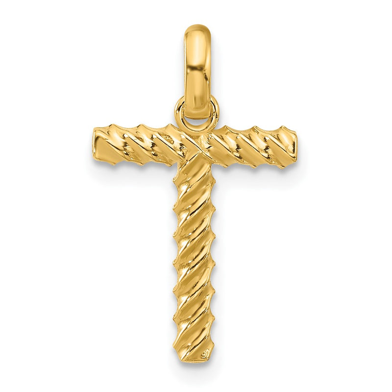 14K Yellow Gold Fancy Twist Letter T