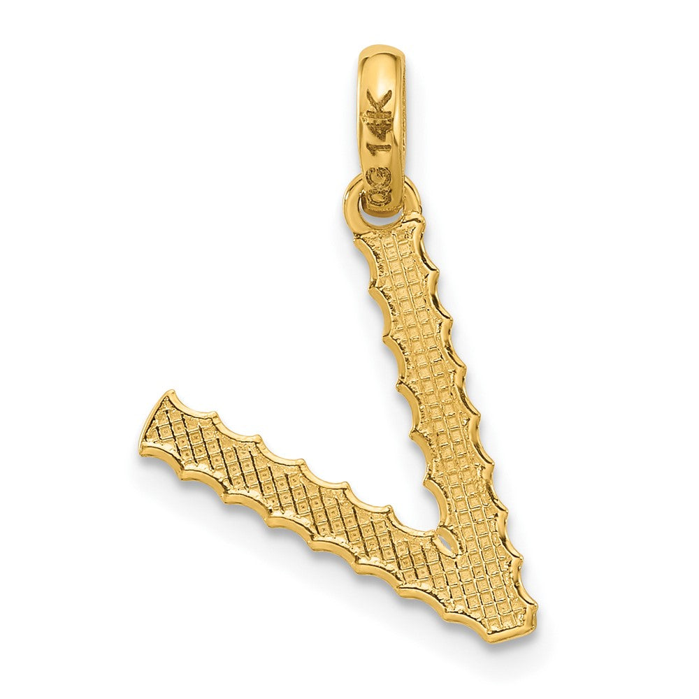 14K Yellow Gold Fancy Twist Letter V