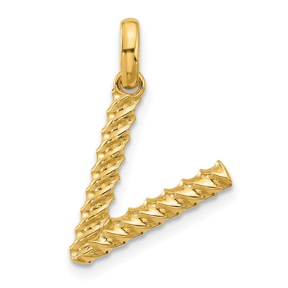 14K Yellow Gold Fancy Twist Letter V