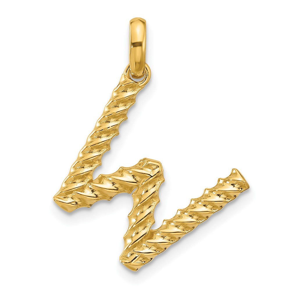 14K Yellow Gold Fancy Twist Letter W