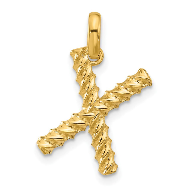 14K Yellow Gold Fancy Twist Letter X