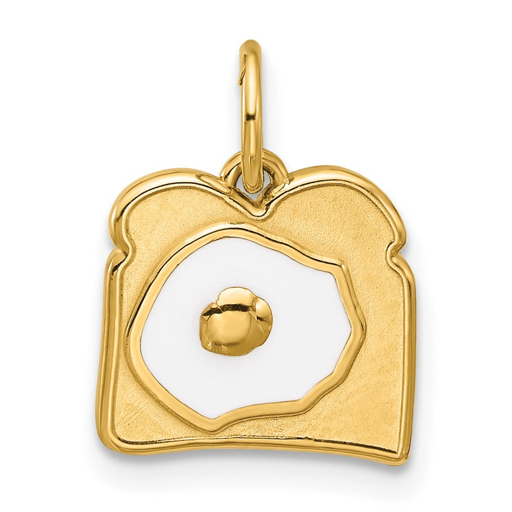 14K Yellow Gold Enameled Fancy Egg on Toast Charm