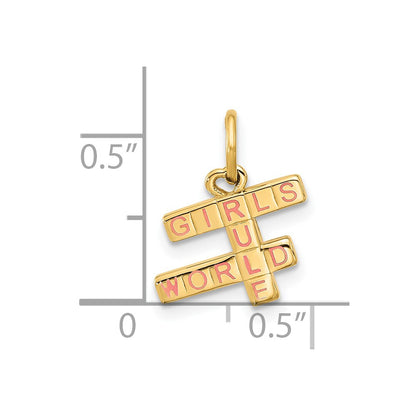 14K Yellow Gold Fancy "girls Rule World