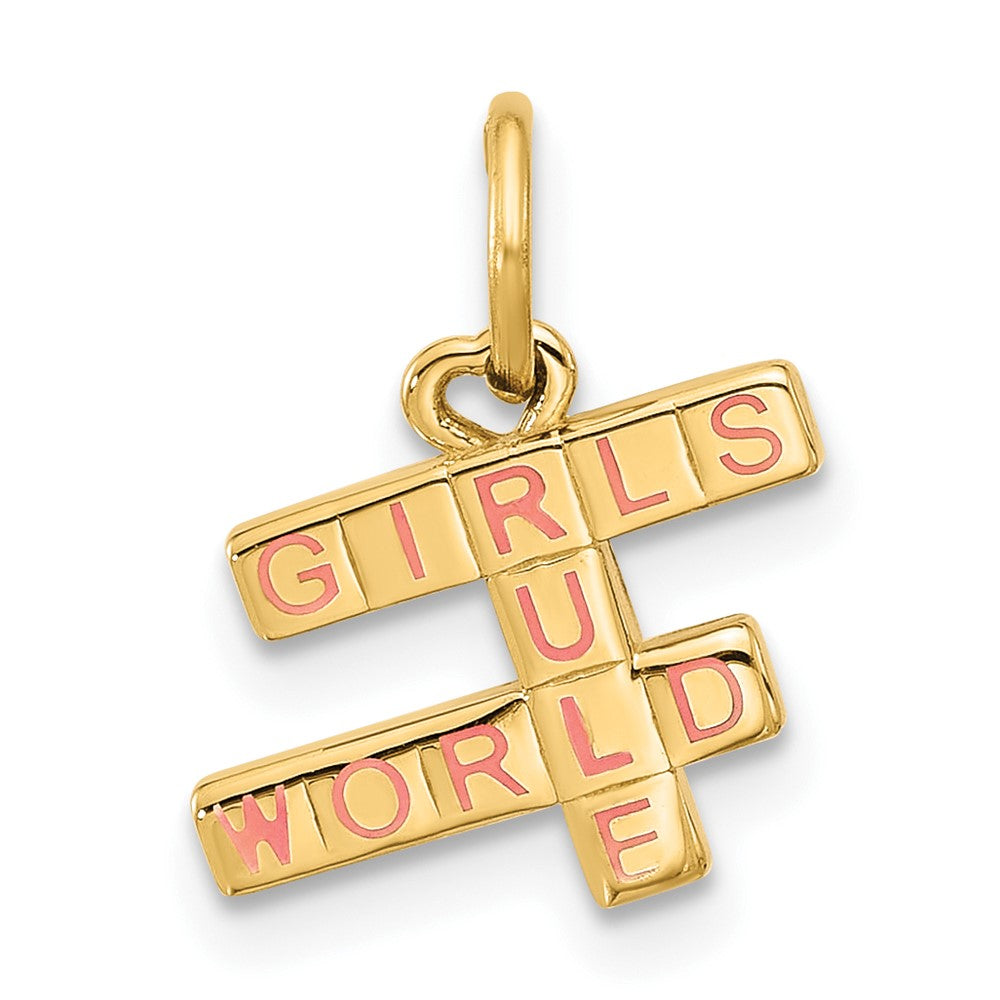14K Yellow Gold Fancy "girls Rule World